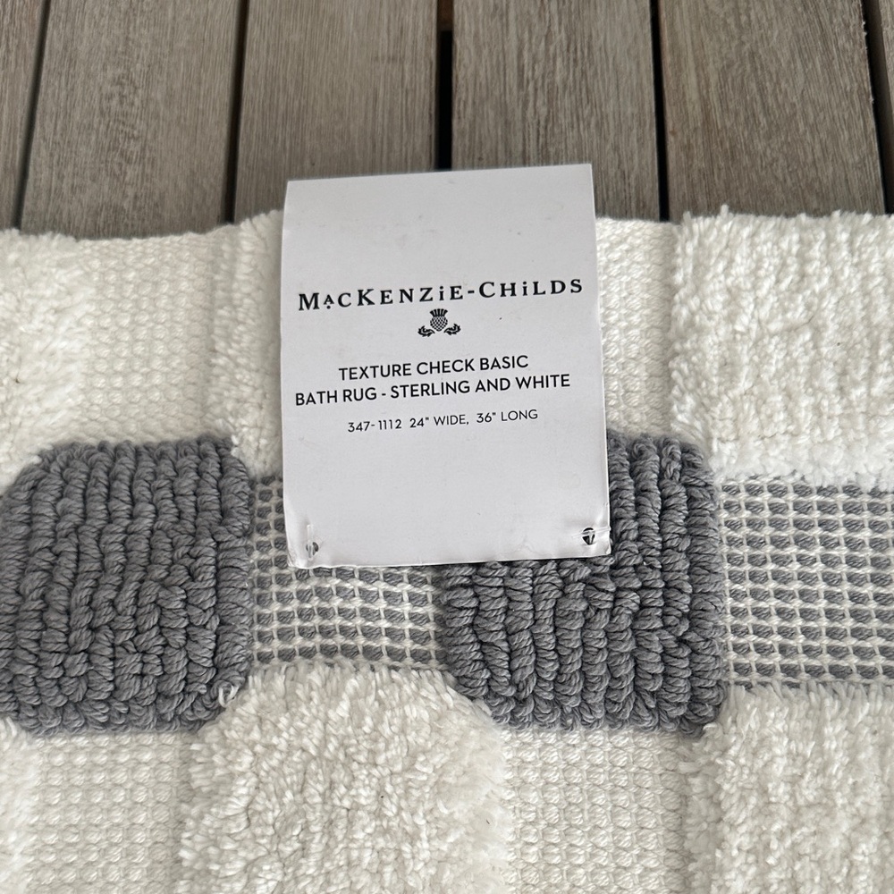 MacKenzie-Childs Sterling and White Textured Bath Rug